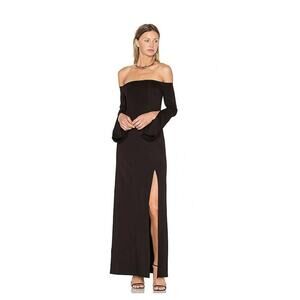Alexis Katana Off The Shoulder Slit cocktail Maxi Dress In Black XS